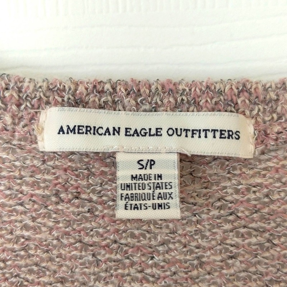 American Eagle Marled Knit Long Sleeve V-neck Sweater Top Mauve Gray Small - Picture 6 of 10